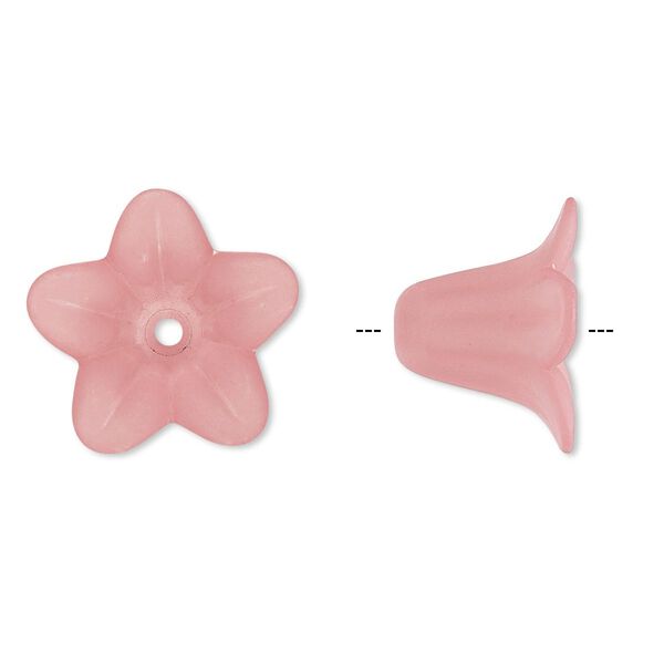 Component, acrylic, translucent frosted pink, 17x12mm flower. Sold per pkg of 100. image number 0