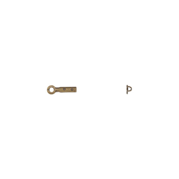 Cord end, crimp, antique gold-plated brass, 4x1mm tube. Sold per pkg of 100. image number 0