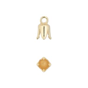 Cord end, JBB Findings, gold-plated pewter (tin-based alloy), 8.5x6mm cone with 4mm inside diameter. Sold per pkg of 2.