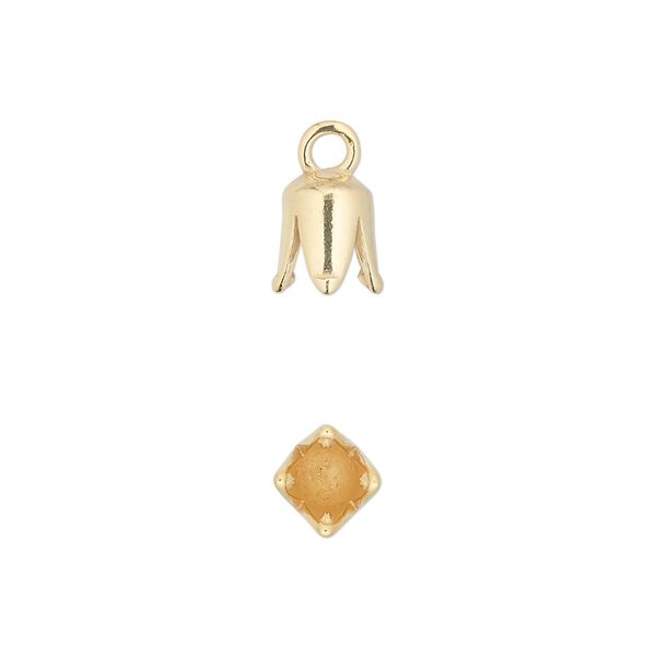 Cord end, JBB Findings, gold-plated pewter (tin-based alloy), 8.5x6mm cone with 4mm inside diameter. Sold per pkg of 2. image number 0