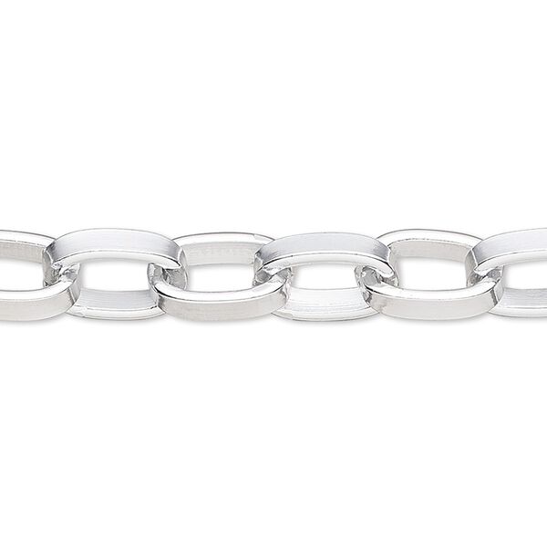 Chain, 1pkg1 silver-plated aluminum, 12x8mm oval cable. Sold per pkg of 5 feet. image number 0