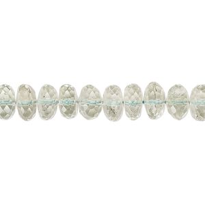 Green quartz 1pkg1, hand-cut faceted rondelle bead 8 inch 8x4mm-9x6mm