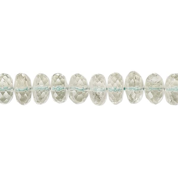Green quartz 1pkg1, hand-cut faceted rondelle bead 8 inch 8x4mm-9x6mm image number 0