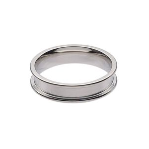 Ring, stainless steel, 6mm wide band with 3.9mm wide channel, size 12. Sold individually.