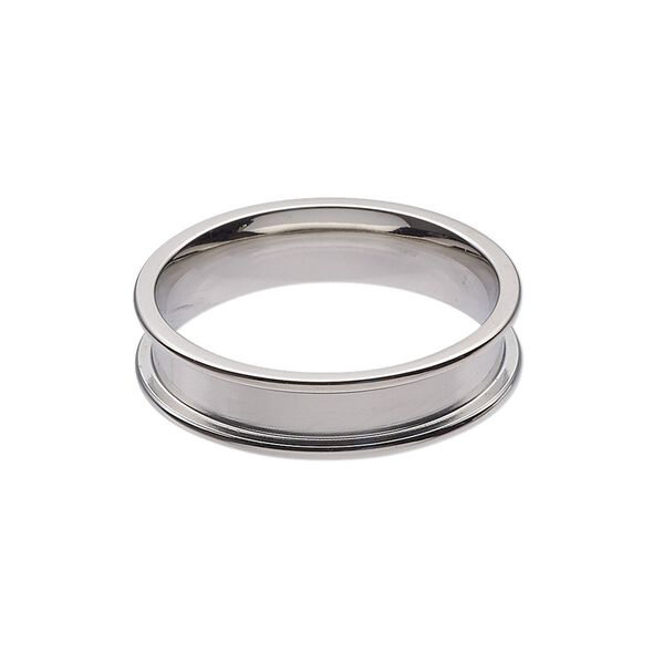 Ring, stainless steel, 6mm wide band with 3.9mm wide channel, size 12. Sold individually. image number 0