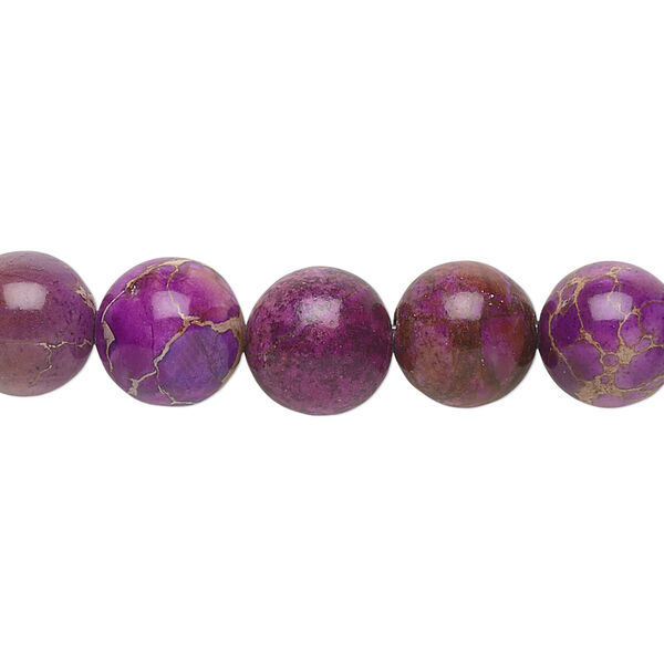 Bead, magnesite (dyed / stabilized), purple, 10mm round, B grade, Mohs hardness 3-1/2 to 4. Sold per 15-1/2" to 16" strand. image number 0