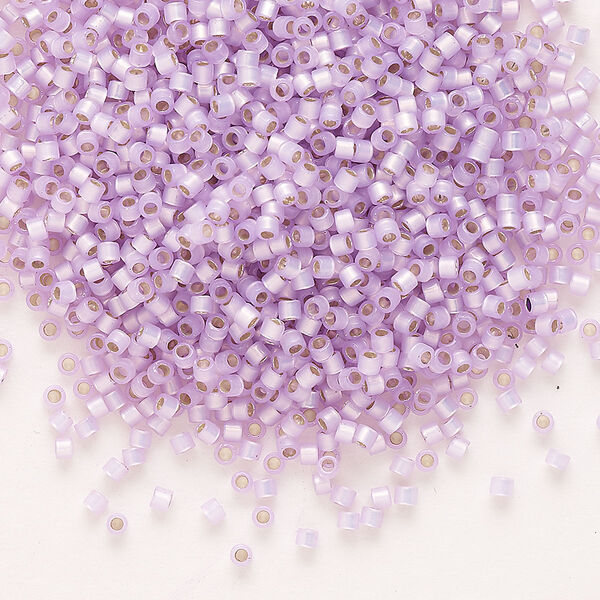 Seed bead, Delica®, glass, pkg/7.5g, #11 round, translucent silver-lined lilac (DB-0629). image number 0
