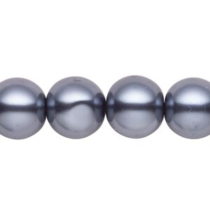 Bead, glass, opaque gunmetal, 13-14mm round. Sold per 15-1/2" to 16" strand.