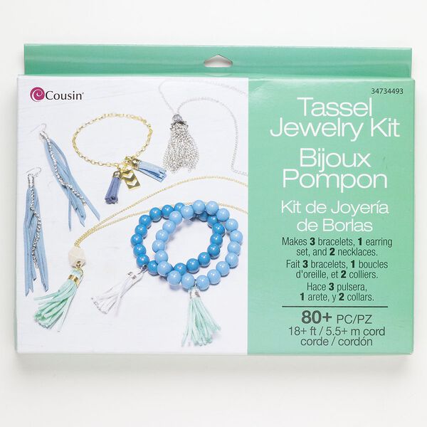 Tassel jewelry kit 1pkg80 silver- and gold-finished "pewter" (zinc-based alloy) / steel / suede / satin / plastic / glass / wood, multicolored, mixed sizes and shapes. image number 0