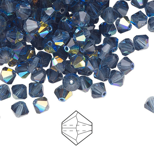 Bead 576pk Montana AB, Preciosa Czech crystal 5mm bicone image number 0