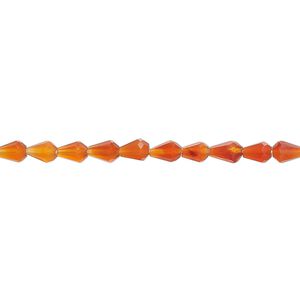 Carnelian 1pkg1, hand-cut faceted teardrop bead 14 inch 4x3mm-5x3mm