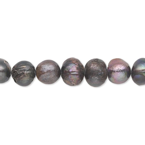 Pearl, cultured freshwater (dyed), peacock blue, 7-8mm semi-round, D grade, Mohs hardness 2-1/2 to 4. Sold per 15-inch strand. image number 0