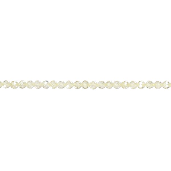 Bead, cubic zirconia, light green, 2mm micro-faceted round, Mohs hardness 8-1/2. Sold per 8-inch strand, approximately 95 beads. image number 0