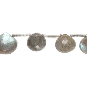 Labradorite 1pkg15, hand-cut top-drilled faceted teardrop bead natural 10x9mm-12x10mm