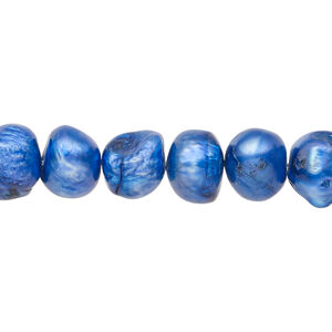 Freshwater pearl 1pkg1, semi-round, 15 inch royal blue 8-13mm cultured