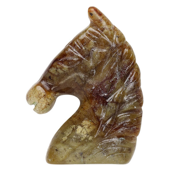 New "jade" 1pkg1, hand-cut horse head bead natural 42x32mm image number 0