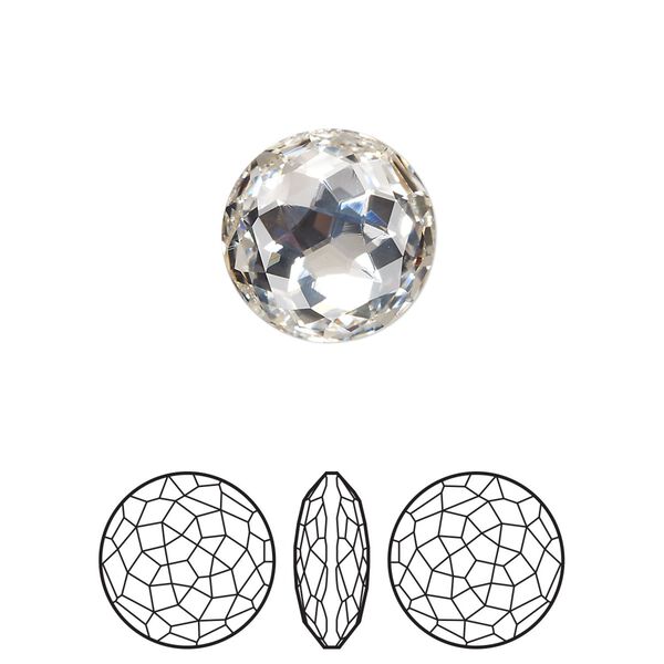 Round stone 48pk crystal clear foil back, Swarovski® 14mm fancy round 1383 image number 0