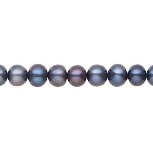 Freshwater pearl 1pkg1, semi-round, 15.5-16 inch blue-grass 6-7mm cultured