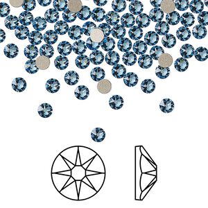 Flat back 1440pk ice blue foil back, Swarovski® ReCreated™ 3-3.2mm XIRIUS rose round SS12 2088