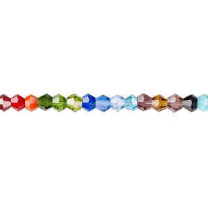 Bead 1pk opaque to transparent mixed colors, Celestial Crystal® 4mm bicone 15.5-16 inch