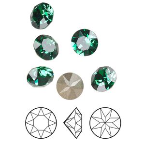 Chaton 144pk majestic green foil back, Swarovski® 8.16-8.41mm round SS39 1088