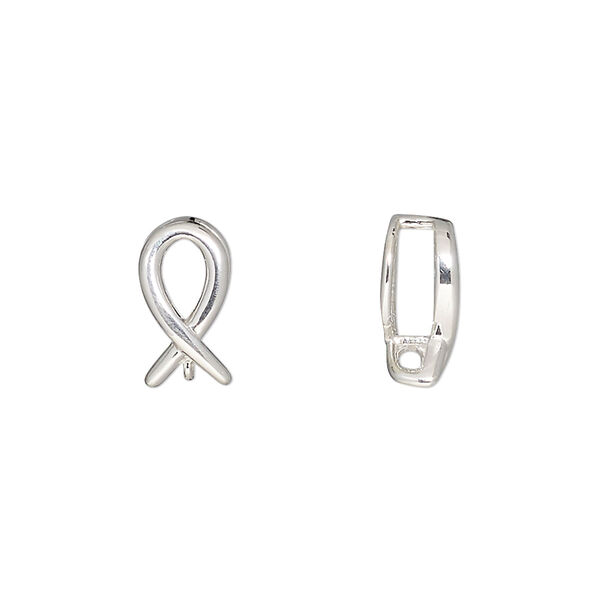 Slide, sterling silver, 12.5x6.5mm awareness ribbon with closed loop. Sold individually. image number 0