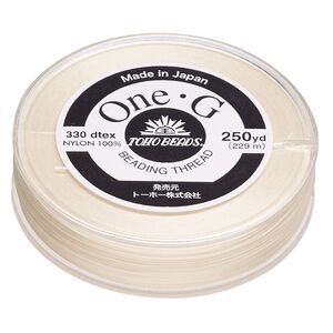 Thread, One-G™, nylon, pkg/250 yards, cream, size 0.