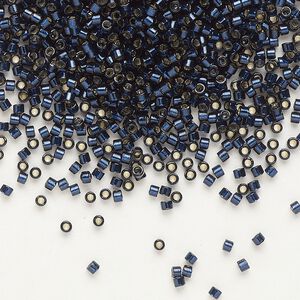 Seed bead, Delica®, glass, pkg/250g, #11 round, Duracoat® transparent silver-lined dark navy blue (DB-2192).