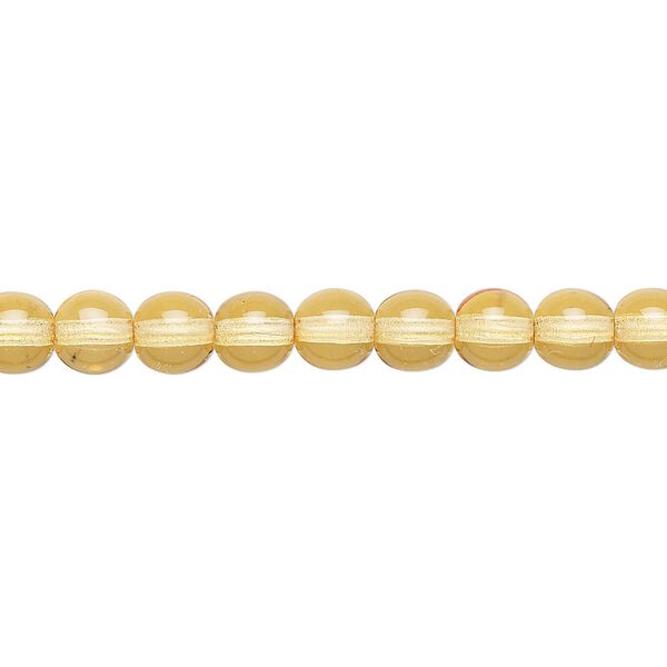 Bead, Czech dipped décor glass druk, melon, 6mm round. Sold per 16-inch strand. image number 0