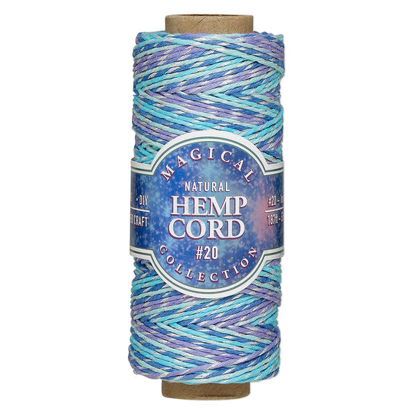 Cord, Hemptique®, variegated polished hemp, mermaid, 1mm diameter, 20-pound test. Sold per 187-foot spool. image number 0