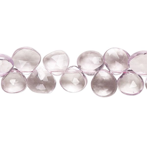 Lavender amethyst 1pkg1, hand-cut top-drilled faceted puffed teardrop bead natural 8.5 inch 8-9mm image number 0