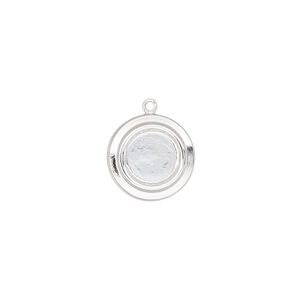 Drop, sterling silver, 13mm single-sided round with 8mm round setting. Sold individually.