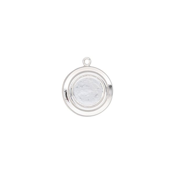 Drop, sterling silver, 13mm single-sided round with 8mm round setting. Sold individually. image number 0