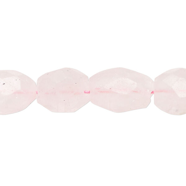 Rose quartz 1pkg1, hand-cut faceted puffed oval bead natural, 13 inch 12x10mm-14x12mm light image number 0