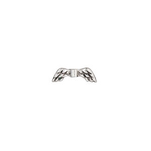 Bead, pewter (tin-based alloy), pkg/1, antique silver plate, 13x4.5mm angel wing.