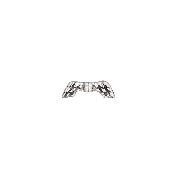 Bead, pewter (tin-based alloy), pkg/1, antique silver plate, 13x4.5mm angel wing. image number 0