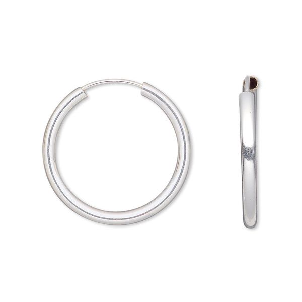 Earring, sterling silver-filled, 22mm round hoop with endless-loop closure. Sold per pair. image number 0