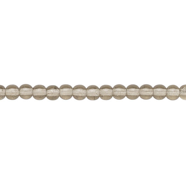 Bead, Czech glass druk, transparent smoke, 4mm round. Sold per 15-1/2" to 16" strand. image number 0