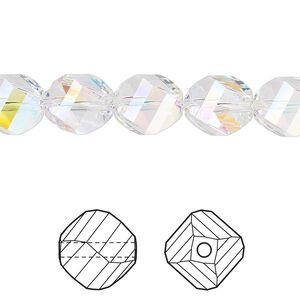 Bead 12pk crystal AB, Crystal Passions® 10mm helix 5020