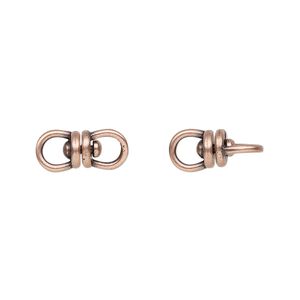 Link, JBB Findings, antique copper-plated brass, 13.5x6mm with center swivel. Sold per pkg of 2.