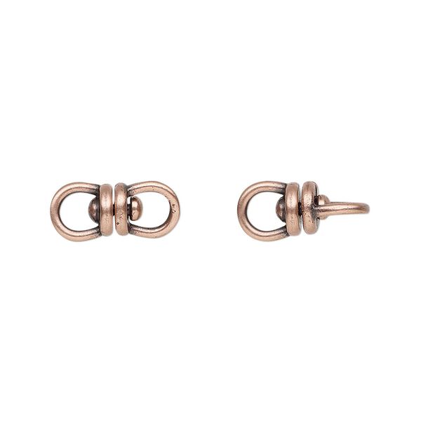 Link, JBB Findings, antique copper-plated brass, 13.5x6mm with center swivel. Sold per pkg of 2. image number 0