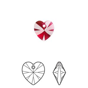 Drop 288pk scarlet, Swarovski® 10mm pendant heart 6228