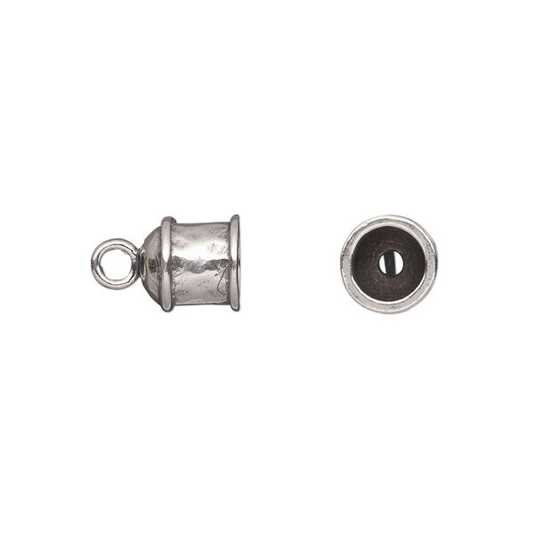 Cord end, JBB Findings, antiqued sterling silver, 8.5x8mm hammered round tube, 5.5mm inside diameter. Sold per pkg of 2. image number 0