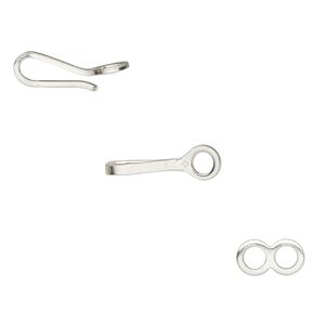 Clasp hook&eye 1pkg1 sterling silver, 22x7mm flat, 20 gauge 1-strand