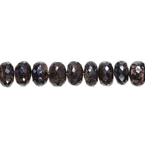 Amber-green tourmaline 1pkg1, hand-cut metallic faceted rondelle bead 8 inch 7x4mm-8x6mm