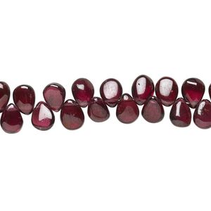 Rhodolite garnet 1pkg1, hand-cut top-drilled puffed teardrop bead natural 8 inch 6x4mm-8x5mm