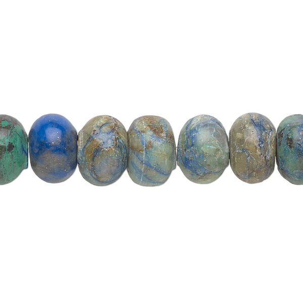 Bead, chrysocolla (stabilized), 10x6.5mm rondelle, B grade, Mohs hardness 2 to 4. Sold per 15-1/2" to 16" strand. image number 0