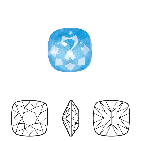 Fancy stone 1pk crystal electric blue ignite LacquerPRO, Crystal Passions® 12mm cushion 4470 image number 0