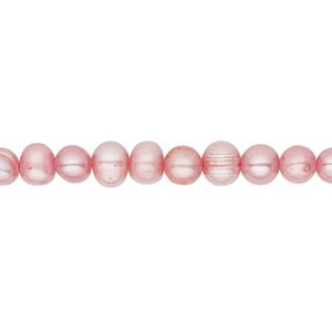 Pearl, cultured freshwater (dyed), blush, 4-5mm semi-round, C grade, Mohs hardness 2-1/2 to 4. Sold per 16-inch strand.