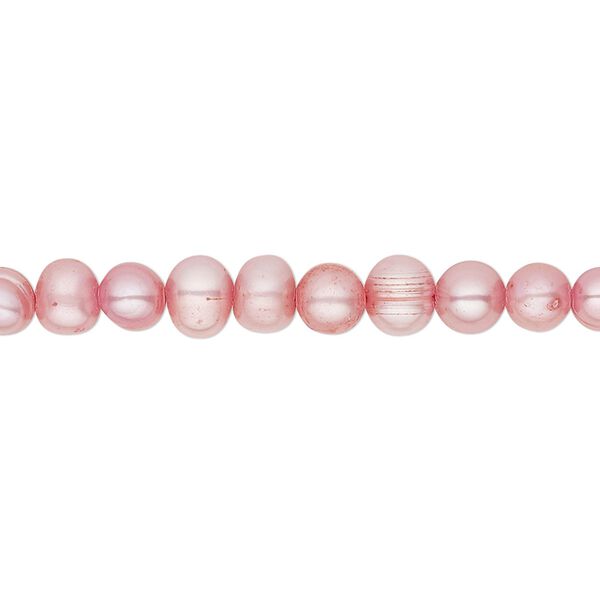 Pearl, cultured freshwater (dyed), blush, 4-5mm semi-round, C grade, Mohs hardness 2-1/2 to 4. Sold per 16-inch strand. image number 0